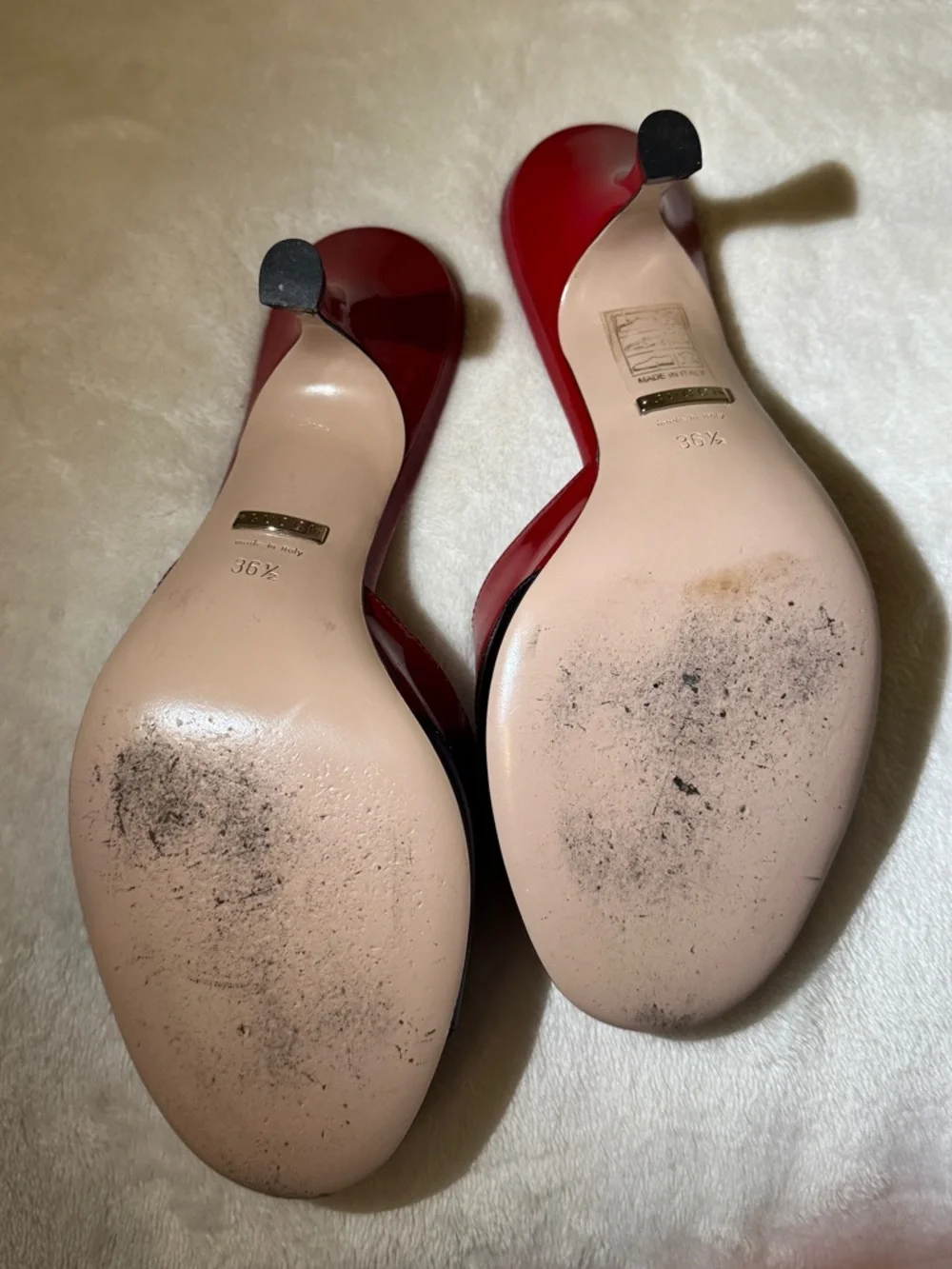 Gucci Red and Purple Patent Leather with gold trim Flame Mules - Picture 3 of 8